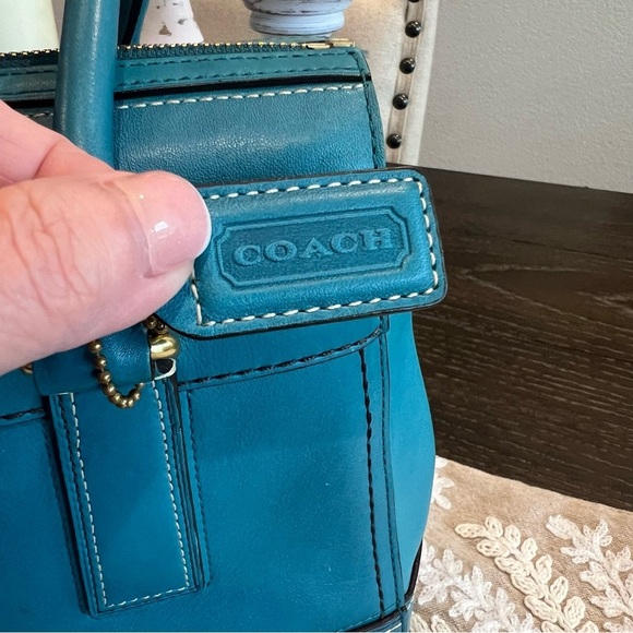 Coach Hampton Carry All Leather Handbag in Teal - Picture 2 of 10
